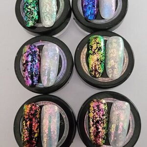 6 Pcs Chameleon Flakes Nail Art Decoration 4g each