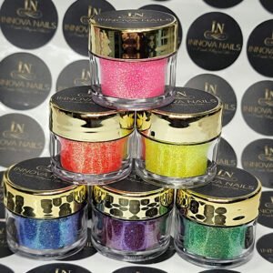 6 Pz Rainbow Raw Glitter - (Jar 7g)