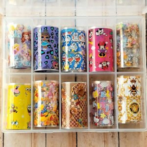Cartoons Transfer Foil Nail Art Decoration - 10 Pcs
