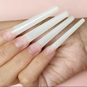 No C Curve XXXL Natural Coffin Nail Tips - 600 Pcs