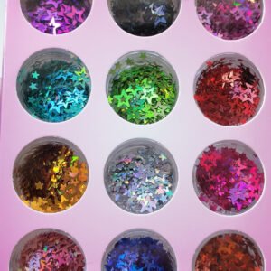12 Colors Holographic Stars Nail Art Decoration