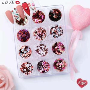 12 Valentine's Hearts Nail Art Decoration 2 (Themed Set)