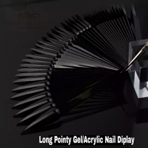 Black Long Pointy Gel/Acrylic Nail Display - 50 Pcs