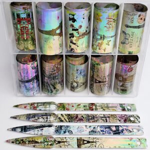 Eiffel Tower Metallic Transfer Foil Nail Art Decoration - 10 Pcs