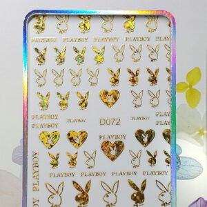 Holographic Gold Playboy Nail Art Stickers (Trend Series)