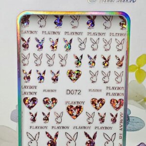 Holographic Pink Playboy Nail Art Stickers (Trend Series)