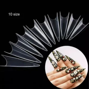 Extra Long Stiletto Nail Tips - Clear 500 Pcs (Box not included)