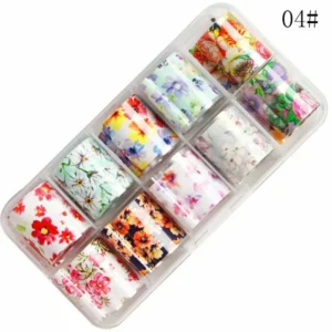 Floral Transfer Foil Nail Art Decoration -10 Pcs