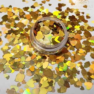 Gold Hearts Nail Art Decoration
