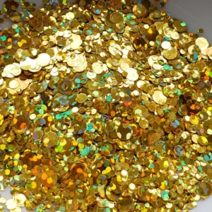 Gold Holographic  Round Dots Nail Decoration