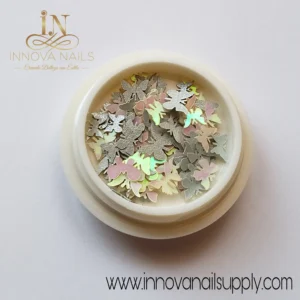 Grey and Holograpyc Butterflies Nail Art Decoration