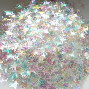 Iridiscent Four Angle Stars Shape Nail Decoration