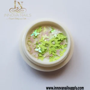 Lime Green and Holograpyc  Butterflies Nail Art Decoration