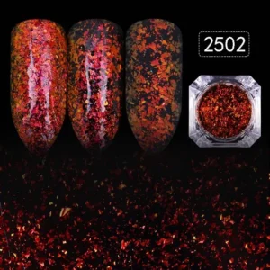 Metallic Red Flakes Nail Decoration