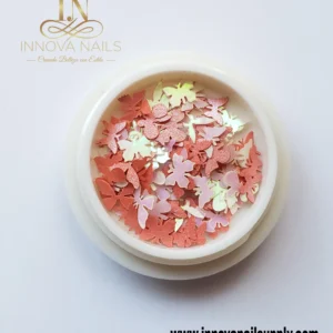 Orange and Holograpyc Butterflies Nail Art Decoration