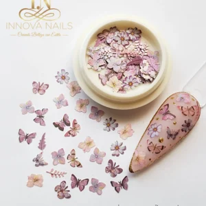 Pink Butterflies and Flowers