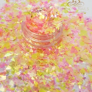Pink and Yellow Mylar Nail Art Decoration