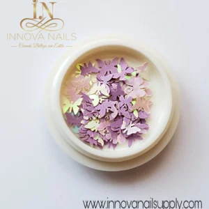 Purple and Holograpyc Butterflies Nail Art Decoration