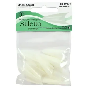 STILETTO NATURAL NAIL TIPS BAG REFILL Size 1-10