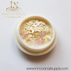 Soft Yellow and Holograpyc Butterflies Nail Art Decoration